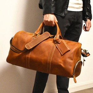 Bolsa de viaje de fitness grande vintage personalizada para hombre, resistente, de cuero ecológico, portátil con cierre de cremallera - Product Image 4