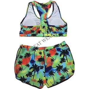 ชุดว่ายน้ำแทนกินี่พิมพ์ลายเสือดาว2ชิ้นสำหรับผู้หญิงชุดว่ายน้ำควบคุมหน้าท้องพร้อมสปอร์ตบรากางเกงขาสั้นลายตัวอักษร - Product Image 4