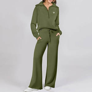 Ensemble de survêtement pour femmes, 2 pièces, sweat-shirt surdimensionné à demi-zip, pantalon de jogging, ensemble assorti, ensembles de survêtement - Product Image 4