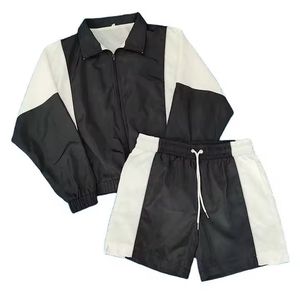 แจ็กเก็ตกันลม2023และเซตสั้นเสื้อแจ็กเก็ตมีฮู้ดแบบรูดซิปกางเกงไบเกอร์สองชิ้นสำหรับกีฬาวิ่งคาร์โก้กางเกงขี่จักรยาน - Product Image 5