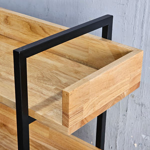 Étagère décorative à 3 niveaux Vernon avec tiroirs 80x32x128 cm Supports de rangement en acier pour salon ou cuisine KS68072 - Product Image 6