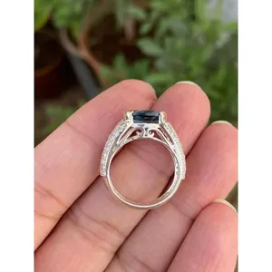 Anillo de Topacio Azul de Londres Natural, Plata de Ley 925, Joyería Fina Hecha a Mano, Proveedor Mayorista de Piedras Preciosas - Product Image 3