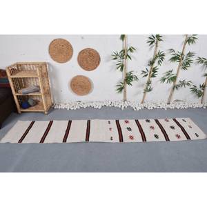 Tapis en laine rayé classique et moderne 17x 8ft/52x269cm blanc noir Patchwork Design pour les adolescents tissage plat support en latex pour le salon - Product Image 1