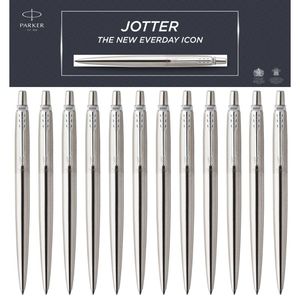 ปากกาลูกลื่นหรูหรา Parker Jotter คุณภาพสูง ผลิตจากสแตนเลสสตีลเคลือบโครเมียม ระบบคลิก ใช้ได้ทั้งหัวเข็มและหัวกลาง หมึกสีน้ำเงินเขียนลื่น - Product Image 6