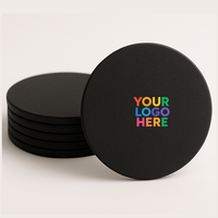 Sous-verres personnalisés en cuir italien recyclé de 100 mm, imprimés numériquement, écologiques, faits à la main, noirs, classiques et durables pour bar