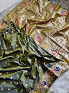 ผ้าไหม banarasi Katan สีที่น่าตื่นตาตื่นใจกับ meena pallu Saree แฟชั่นผู้ผลิตจากอินเดียในอัตราที่ต่ำที่สุด - Product Image 3