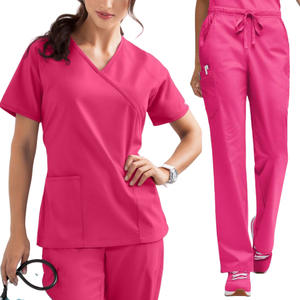 Uniformes médicos profesionales, conjuntos higiénicos de algodón y poliéster, Spandex, movimiento libre y fácil, servicio OEM, trajes de fregado elásticos - Product Image 1