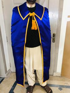 Royal Blue Graduation Ceremony Cape with Golden <b>Trim</b> & <b>Tassels</b> HSE - Product Image 5