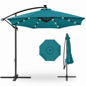 <span class=keywords><strong>Parasol</strong></span> de marché extérieur suspendu en aluminium avec <span class=keywords><strong>LED</strong></span> solaires de 3 m, inclinable et réglable, <span class=keywords><strong>pour</strong></span> jardin - Bleu Céleste - Product Image 1
