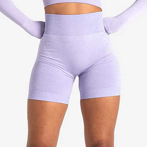 Women's Solid <b>High</b>-<b>Waist</b> Elastic Ribbed Biker <b>Shorts</b> Soft Comfortable Sport Four-Way Stretch Breathable Seamless - Product Image 1