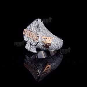 Anillo de cóctel de plata 925 con diseño de corazón, corte baguette, diamante moissanita VVS, engaste pavé, para hombre y mujer, para fiestas. - Product Image 3