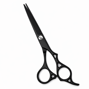 กรรไกรตัดผมบาร์เบอร์สีดำด้านพรีเมียม สแตนเลสสตีล กรรไกรซาลอนมืออาชีพ ออกแบบตามหลักสรีรศาสตร์ อุปกรณ์ทำผม - Product Image 1