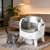 Litière pour chat automatique et autonettoyante, design ouvert tendance, en plastique, 74L+15L, avec capteurs de sécurité et contrôle par application