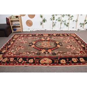 Tapis turc vintage 6,5x9,9 pi (199x303 cm), tapis uni rouge brun - Product Image 2