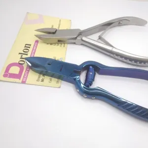 High Quality Solid Material Toe Nail Clipper Cutter Heavy Duty Barrel Spring Free Cuticle Nipper With Diamonds