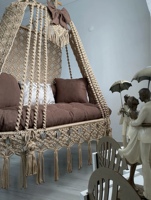 Hamac suspendu en coton avec cordon Macramé, lit à double balançoire Style Boho tissé à la main, hamac suspendu pour jardin adulte, chaise à double balançoire