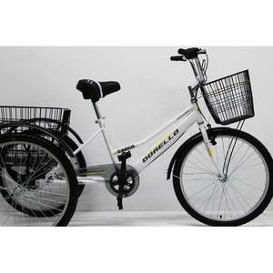 Vélo cargo électrique Dorello White 2960 à trois roues, avec panier, cadre en aluminium, roues de 20 pouces, 18 vitesses, double V - Product Image 4