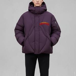 Chaqueta Bomber Acolchada con Capucha y Cremallera para Hombre, Estilo Urbano, Lavado Ácido, Vintage, de Lona, con Logotipo Frontal - Product Image 1