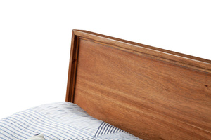 Juego de dormitorio duradero minimalista moderno, marco de cama de madera de teca de Color Natural, cabecero iluminado, muebles para el hogar para hoteles, villas, modelo - Product Image 3