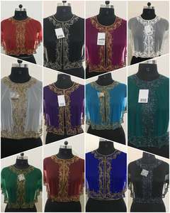 Vente en gros d'été élégant décontracté court Poncho haussement d'épaules robe chemisier nouveau à la mode Unique dernier design main Plus paillettes solide - Product Image 5