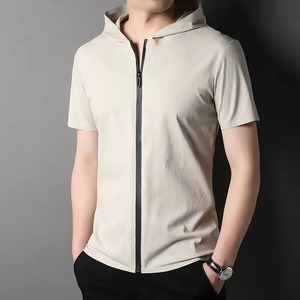 เสื้อกันหนาวแบบมีซิปมีฮู้ดสำหรับผู้ชายเสื้อกันหนาวกลางแจ้งกันลมมีซิปครึ่งแขนยาวลำลองสำหรับฤดูร้อน - Product Image 3