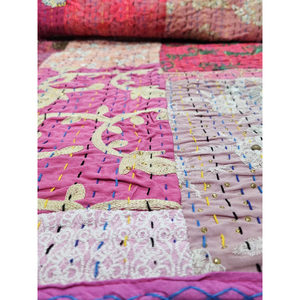 Kantha Patchwork Kantha kambhadiya ผ้าควิลท์ผ้าไหมคุณภาพสูงทนทาน60x90ผ้าปูที่นอนดีไซน์ศิลปะไม่เหมือนใครสำหรับฤดูหนาว - Product Image 2