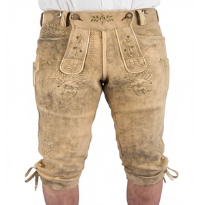 Pantalones y Shorts de Cuero con Estampado Bávaro Personalizados para Hombre, Cintura Media, Transpirables, de Gamuza de Cabra, Lederhosen con Tirantes - Product Image 3