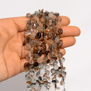 Natural Multi Rutilo Cuarzo Forma de corazón Piedra preciosa Lisa 8 pulgadas de longitud Multi Rutilo Cuarzo Cuentas, Cuentas de piedras preciosas - Product Image 2