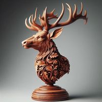 Escultura artística de madera tallada en madera maciza, perfecta para espacios de exposición, galerías y estudios creativos