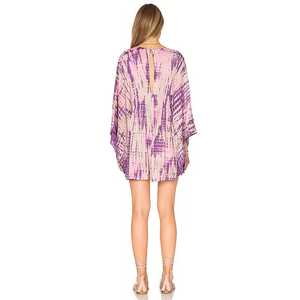Kaftans Tie Dye pour femmes, vêtements à manches longues, col en V, style bohème, vêtements de plage, nouvelle collection, vente en gros - Product Image 3