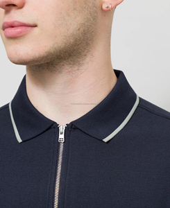 Polo de verano con cremallera para hombre, personalizado, transpirable, de color sólido, con estampado, MOQ bajo, 180 g - Product Image 5