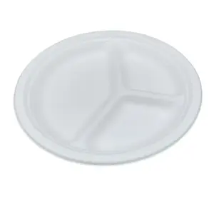 Assiette ronde de 9 pouces avec 3 compartiments, vaisselle et assiettes durables - Product Image 1