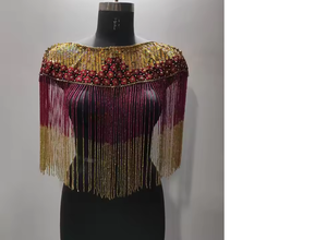 Capa con Cuentas de Estilo Preppy de Alta Moda, Hecha a Mano en Poliéster, Accesorio Único para Fiestas de Taabi Exports para Eventos de Clubes Femeninos - Product Image 6