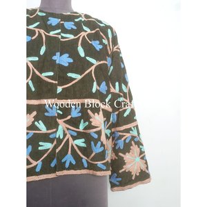 Chaqueta Corta Bordada a Mano para Mujer, Chaqueta de Algodón Hecha a Mano, Chaqueta Bohemia de Invierno para Mujer, Regalo - Product Image 2