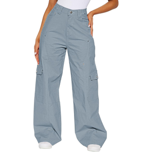 Pantalon large décontracté pour femme 100 % lin, taille élastique, anti-boulochage, coupe mi-longue, couleur unie, haute qualité - Product Image 4