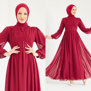 Robe de soirée longue Jalabiya Kaftan style Dubaï pour adultes, styliste dernier cri, style modeste, nouveau design de mousseline de soie islamique - Product Image 3