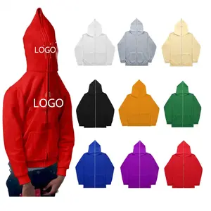 Sıcak satış zip hoodie yüz polar 3d logo puf baskı toplu ağır taklidi tam fermuarlı kapüşonlu eşofman üstü özel işlemeli hoodie