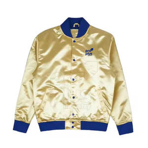 Veste en satin pour homme, légère et élégante, col montant, logo sur le devant, écologique, respirante, lisse, brillante, confortable pour un usage quotidien - Product Image 1