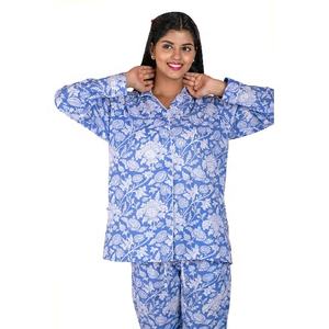 Conjunto de pijama indio de algodón con estampado a mano, ropa de dormir, camisón a juego, ropa de descanso - Product Image 5