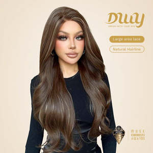 วิกผมสังเคราะห์แบบไม่ต้องใช้กาว Zenasia-DWY 136 สีน้ำตาล ไฮไลท์แบบหยักศก พร้อมฟิลเตอร์ลิเบราแบบไม่มีเชือกผูก  ลูกไม้โปร่งใสสี - Product Image 2