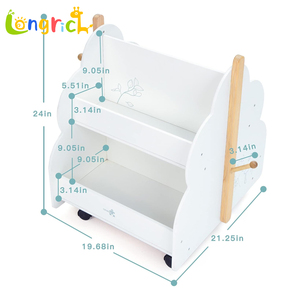 Étagère en bois pour enfants sur roues Support de rangement pour livres en forme de <span class=keywords><strong>nuage</strong></span> pour <span class=keywords><strong>chambre</strong></span> de bébé - Product Image 3
