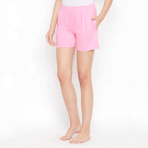 Pantalones cortos de lana transpirables de verano para mujer rosa personalizable, cintura media, cierre elástico, patrón caliente, informal, venta al por mayor - Product Image 2