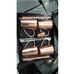 แก้วทัมเบลอร์มอสโกทำจากทองแดงแฟนซีแท้เครื่องดื่มแนววินเทจแก้วดื่มที่มีด้ามจับทองแดงฟางข้าวแก้ว - Product Image 1