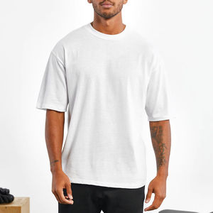2025 Wholesale Men's <b>Polyester</b>/Cotton Breathable Quick Dry Oversized <b>Tshirt</b> 250Gsm Heavyweight Knitted Fabric - Product Image 1