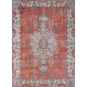 Alfombra Vintage de Lana 9x12 Roja y Naranja Anudada a Mano con Patrón de Medallón para Decoración de Sala de Estar o Pasillo -Pae-2284 - Product Image 1