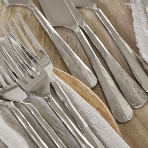 Juego de cubiertos de metal con acabado plateado, mango forjado a mano para el hogar y la boda, vajilla de mesa, juegos de cubiertos para comer - Product Image 3