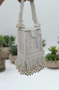 กระเป๋างานปาร์ตี้ใส่งานราตรีทำด้วยมือทำจากหินไฮไลท์กระเป๋าลูกปัดหรูหราสินค้าส่งออกอินเดีย - Product Image 2