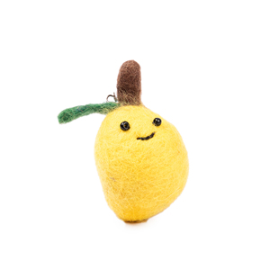 Handmade cảm thấy xoài Keychain dễ thương len trái cây vòng chìa khóa với khuôn mặt cười, sinh thái thân thiện Quà Tặng phụ kiện - Product Image 2