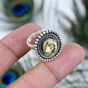Anillo de cabujón de piedras preciosas citrinas, el mejor diseño, Natural hecho a mano, anillo de plata de ley sólida 925, joyería de plata estampada de plata 925 - Product Image 2