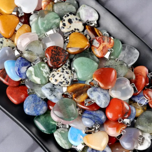 Wholesale 20mm Natural Gemstone Jewelry <b>Pendant</b> Reiki Obsidian Rose Quartz <b>Crystal</b> Heart <b>Pendant</b> - Product Image 3